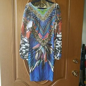 Chesley feather print Dress Sz. Small NWOT